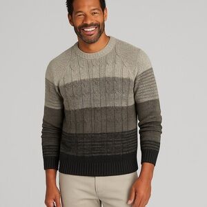 Alvin Josef Cable Knit Men’s Striped Sweater L